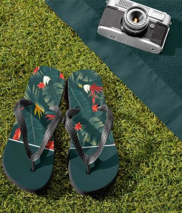 Tropical  green flip flops