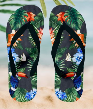 Tropical  toucan flip flops