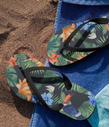 Tropical  toucan flip flops