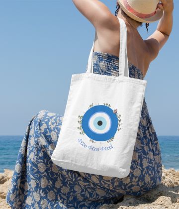 Mykonos tote bag "Ftou ftou ftou"