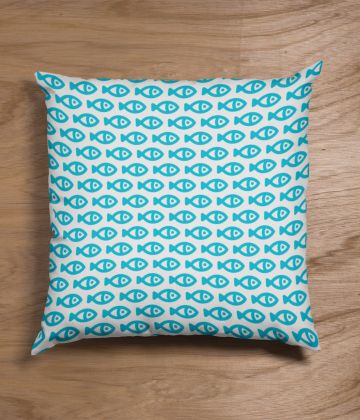 Grand coussin motif petits poissons "Psarakia"