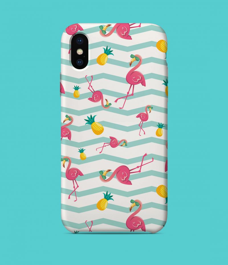 Coque iPhone X été flamants roses et ananas